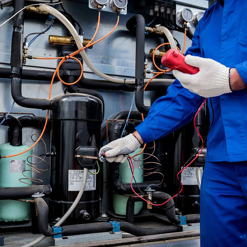 HVAC pump maintenance by skilled technician at Alton Facility Services