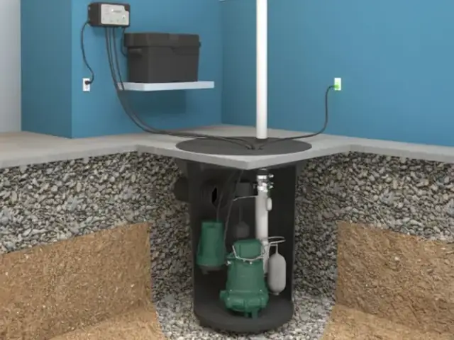 Basement and sump pump system serviced by Alton Facility Services