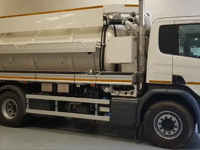 Cesspit emptying tanker hose and tank access