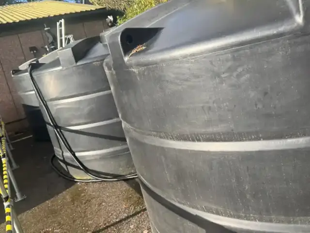 Water storage tank installation for rainwater and commercial use