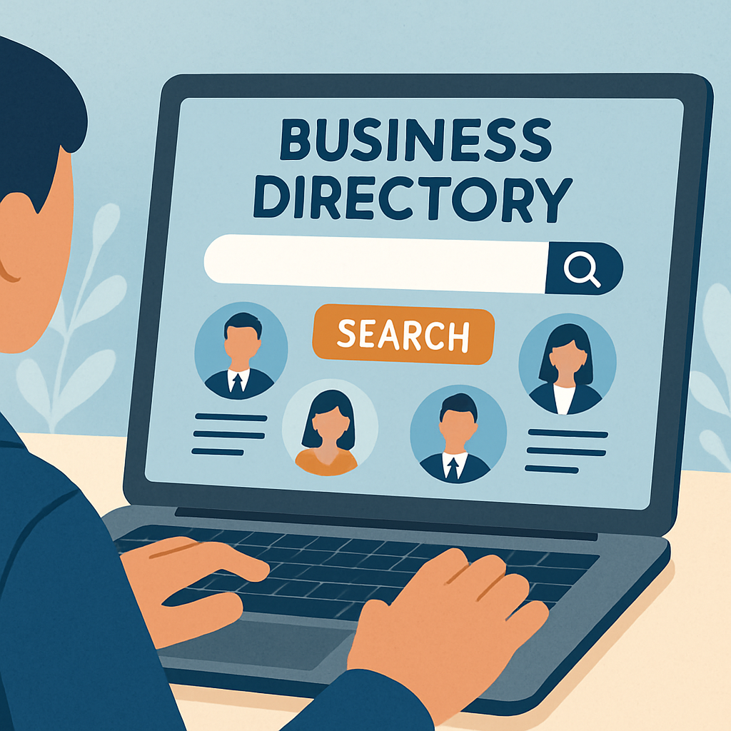 Person searching for businesses using an online directory