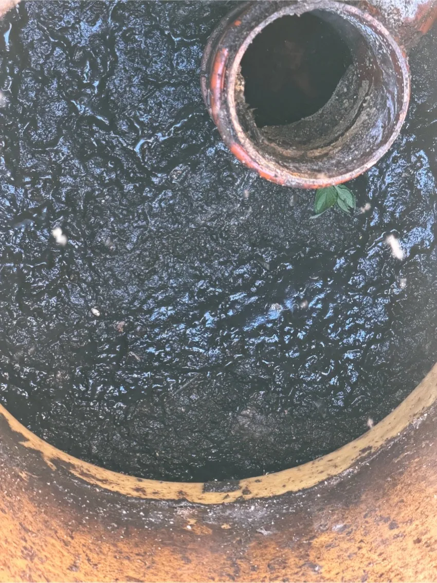 Sewage treatment plant chamber showing sludge level