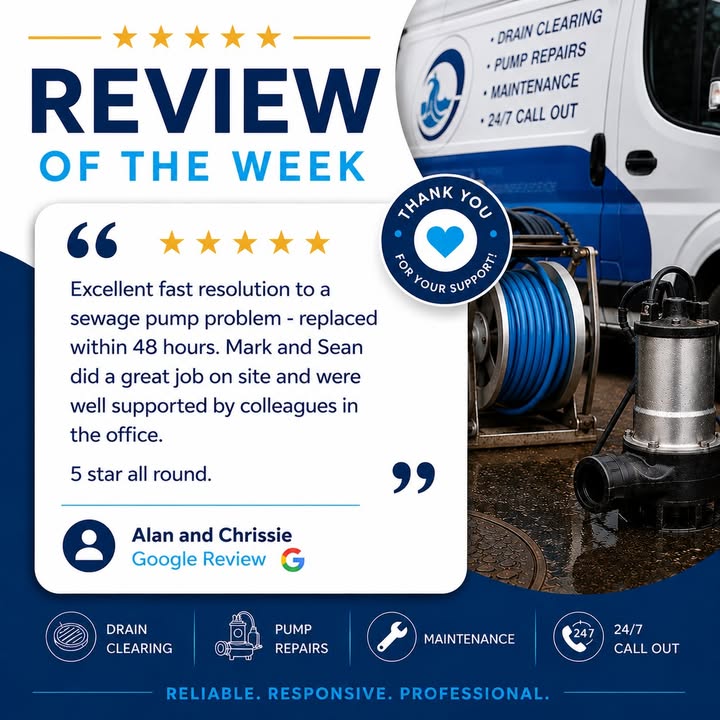 5-Star Review: Sewage Pump Fixed Within 48 Hours