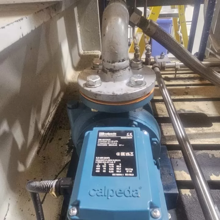 Close up of the new oil pump installation