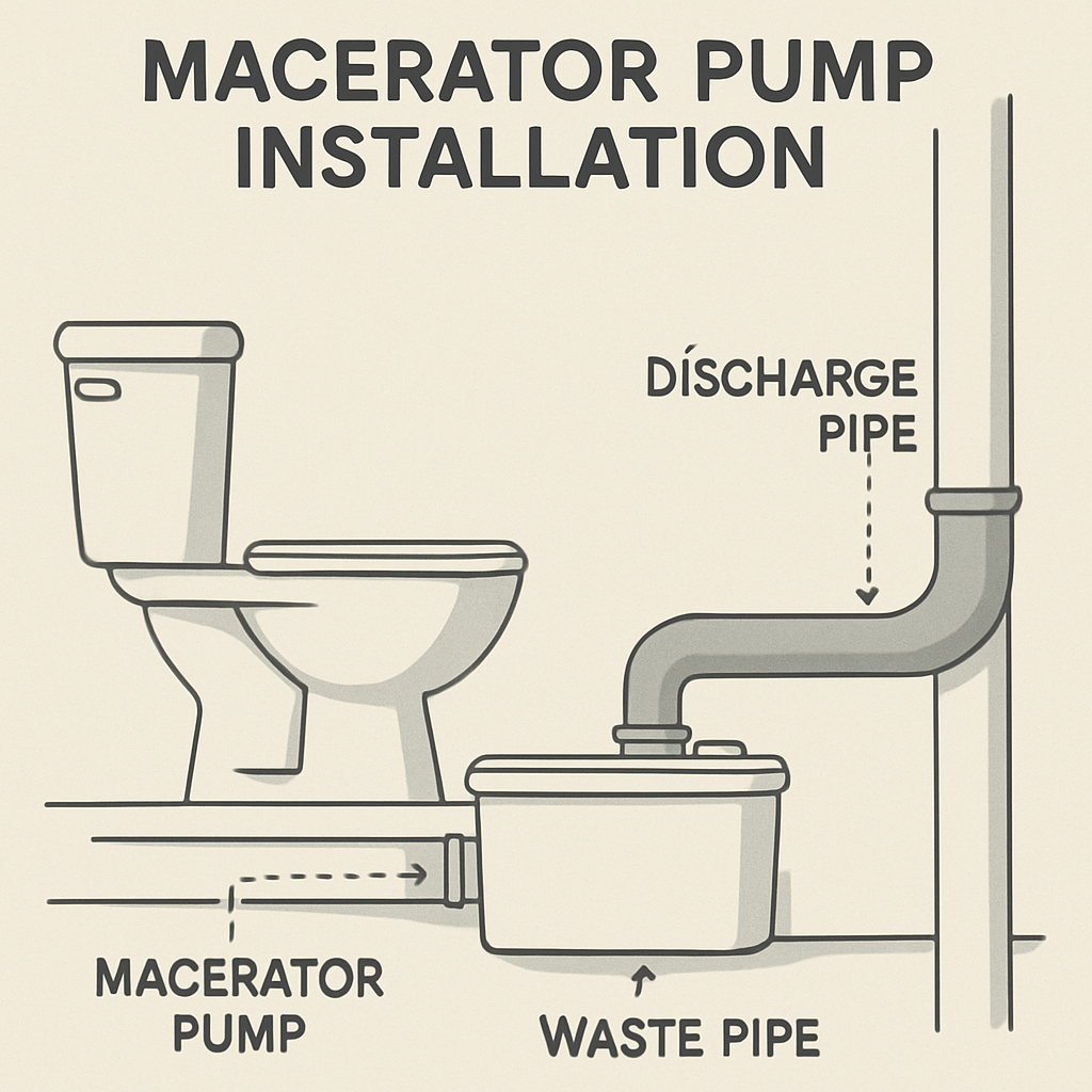 Diagram showing macerator pump installation