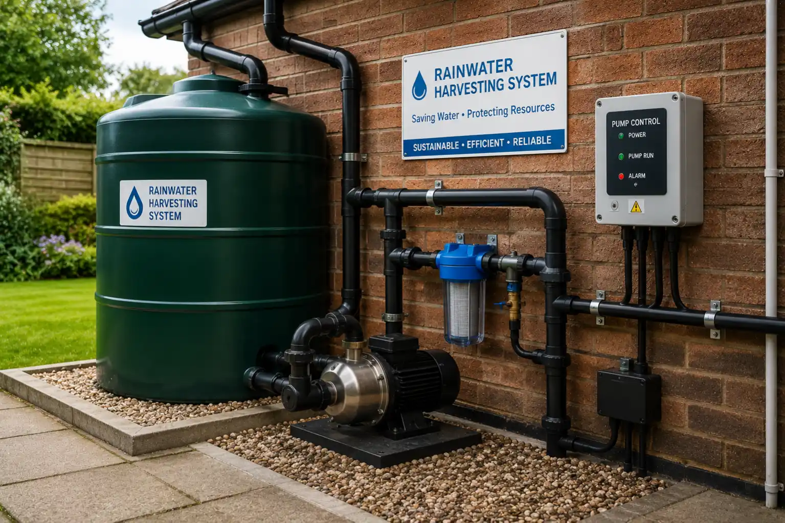Rainwater harvesting pump installation