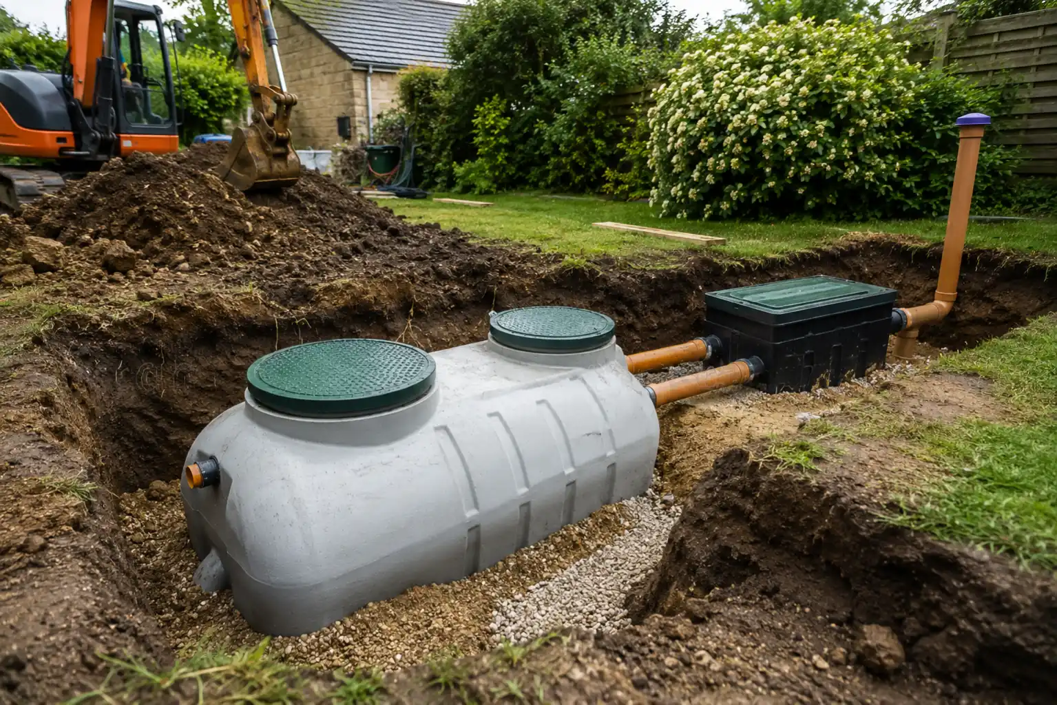 Septic tank conversion excavation work