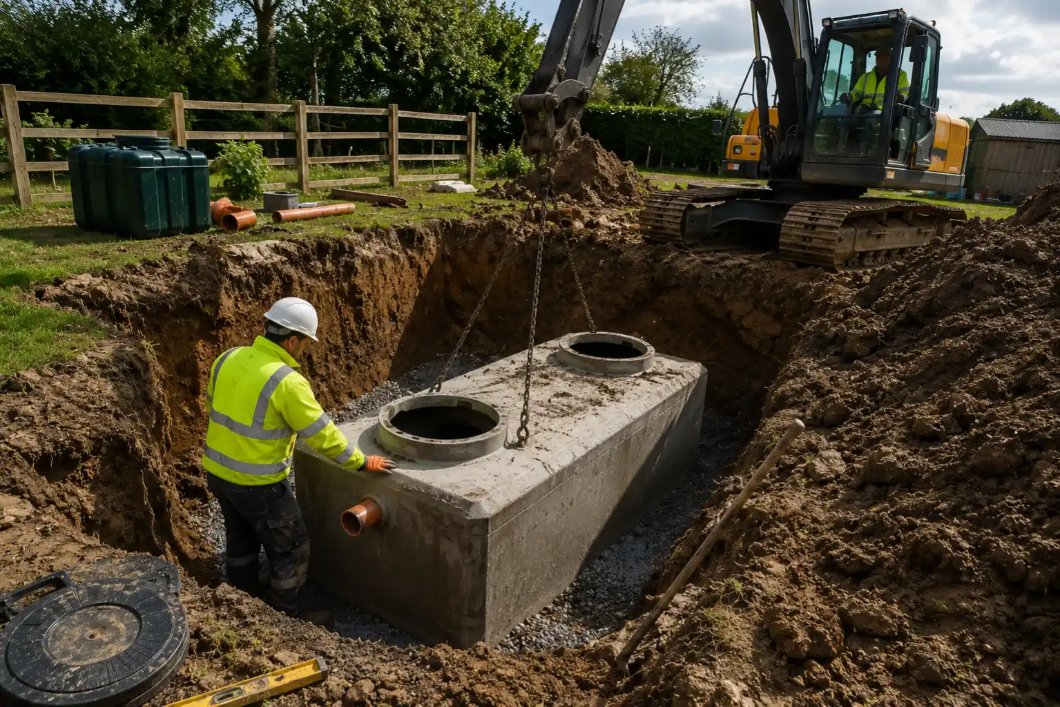 Replacement septic tank installation