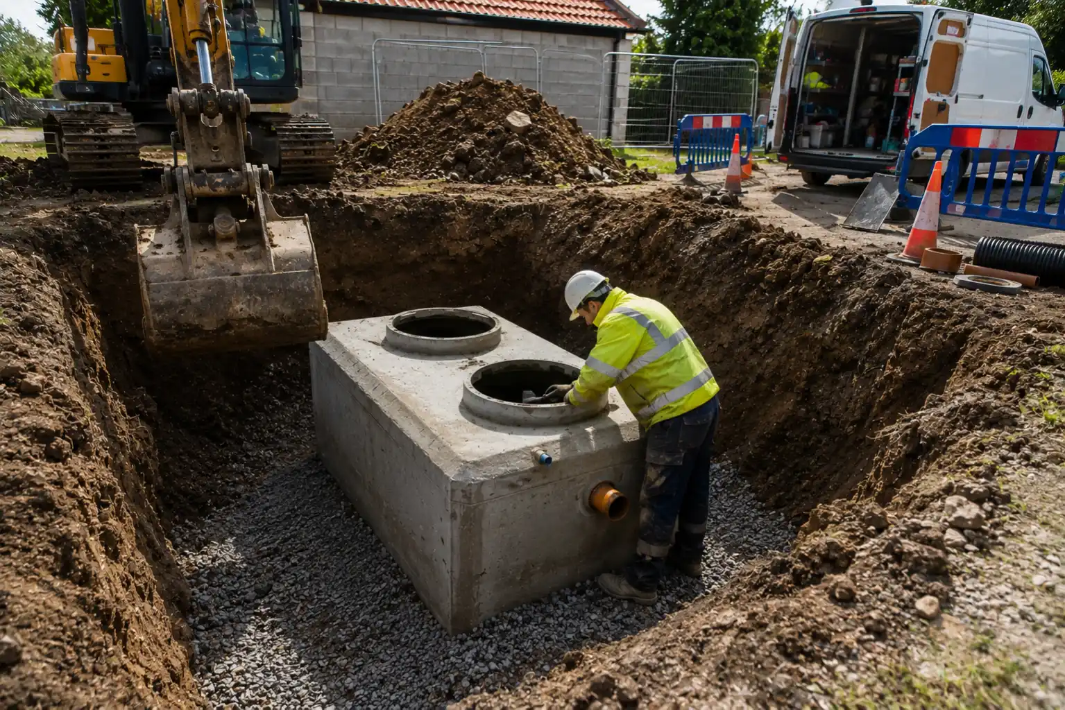 Wastewater system excavation and installation