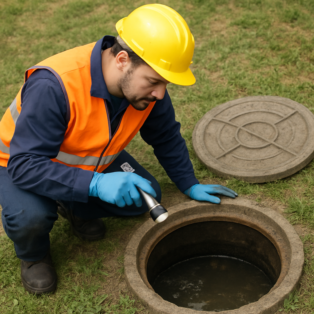 AFS inspecting septic tank