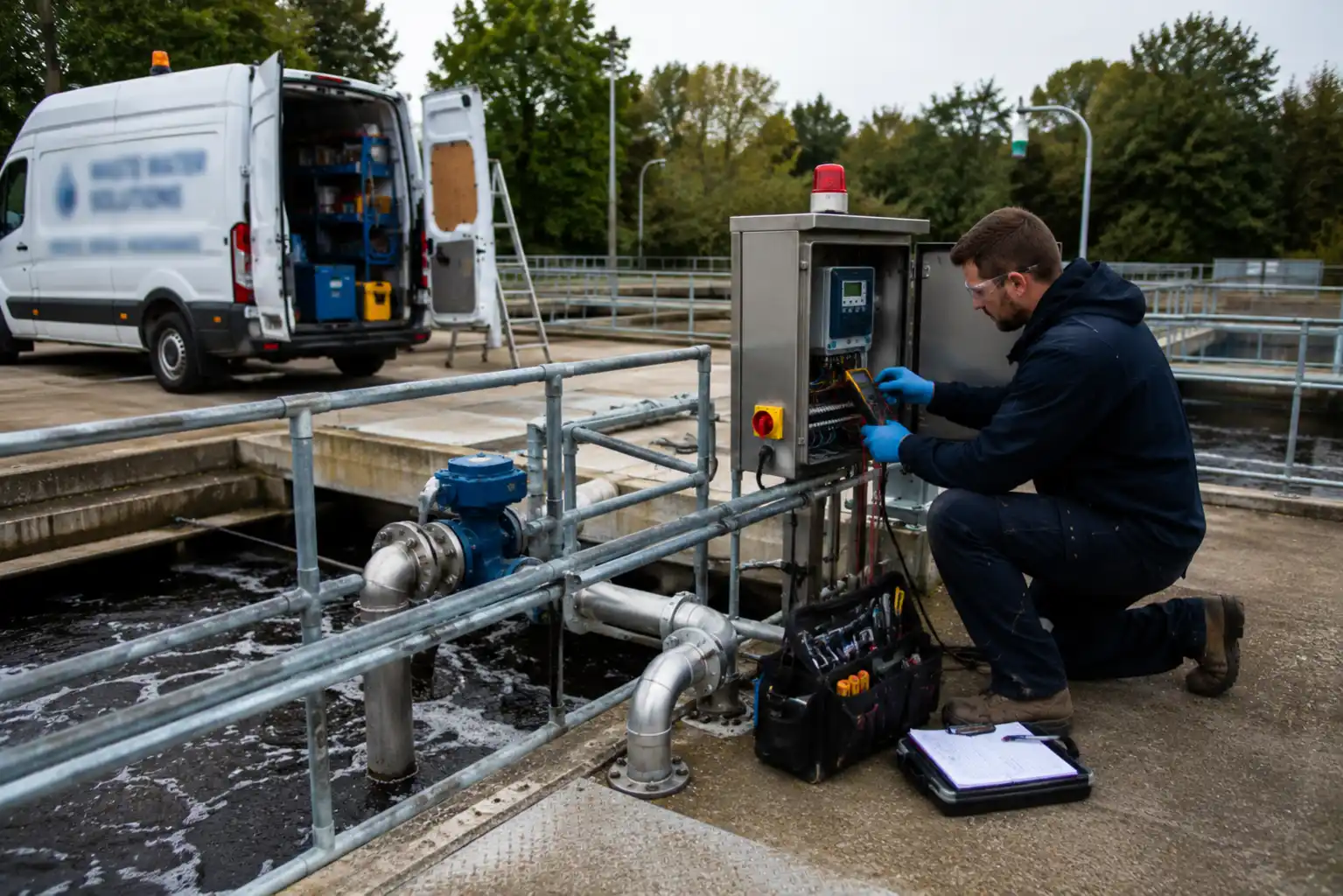Wastewater treatment plant maintenance visit