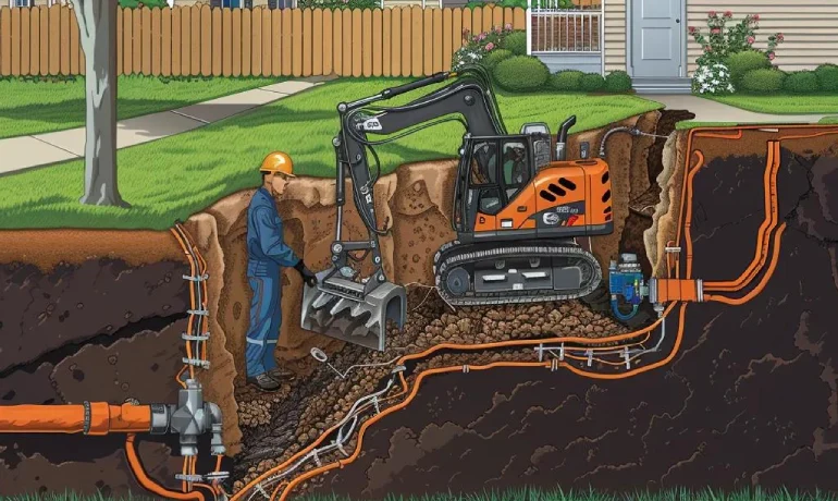 TTrenchless water main replacement using advanced no-dig technology in Alton