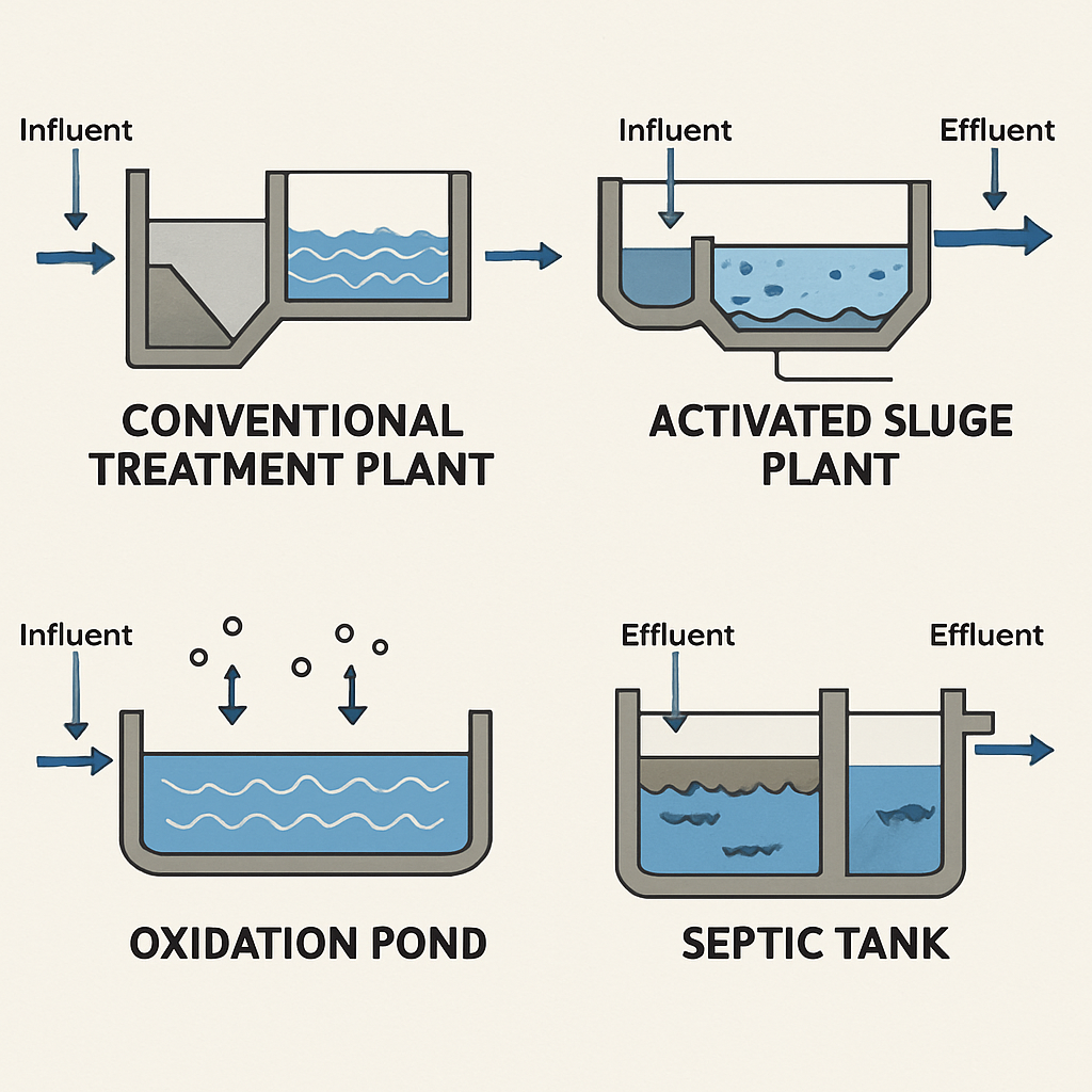 Different types of sewage treatment plants