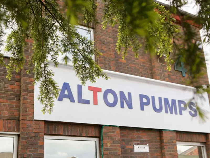 Alton Pumps outdoor signage. Alton Facility Services, serving Hampshire, Surrey, and the UK