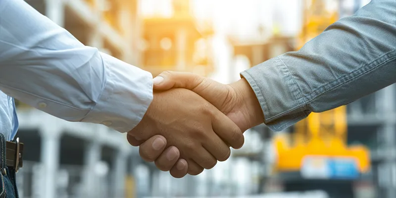 Business handshake sealing partnership in sewage treatment industry